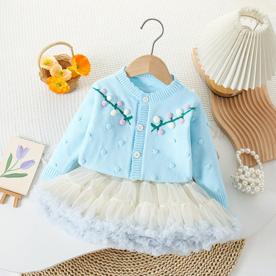 Cardigan Infantil Tricô Florzinhas