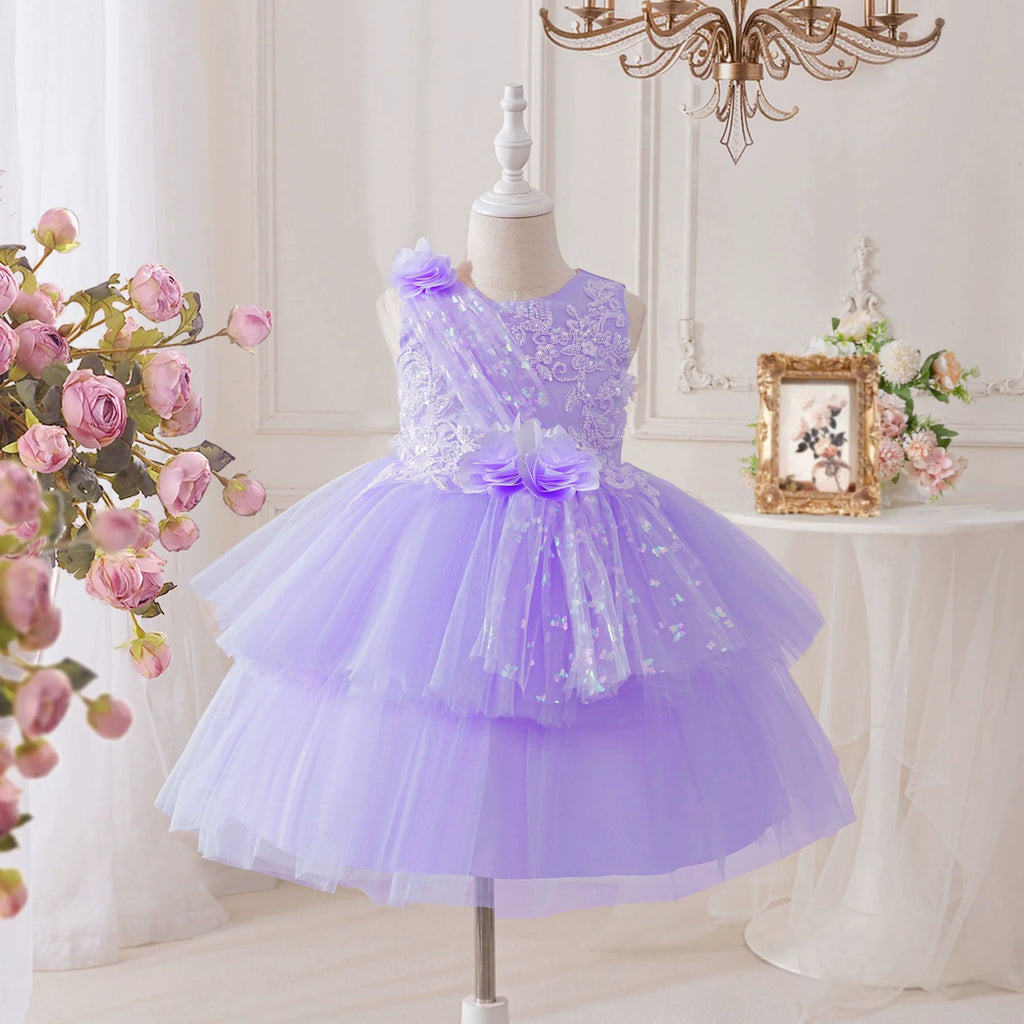 Vestido De Festa Tule Flores