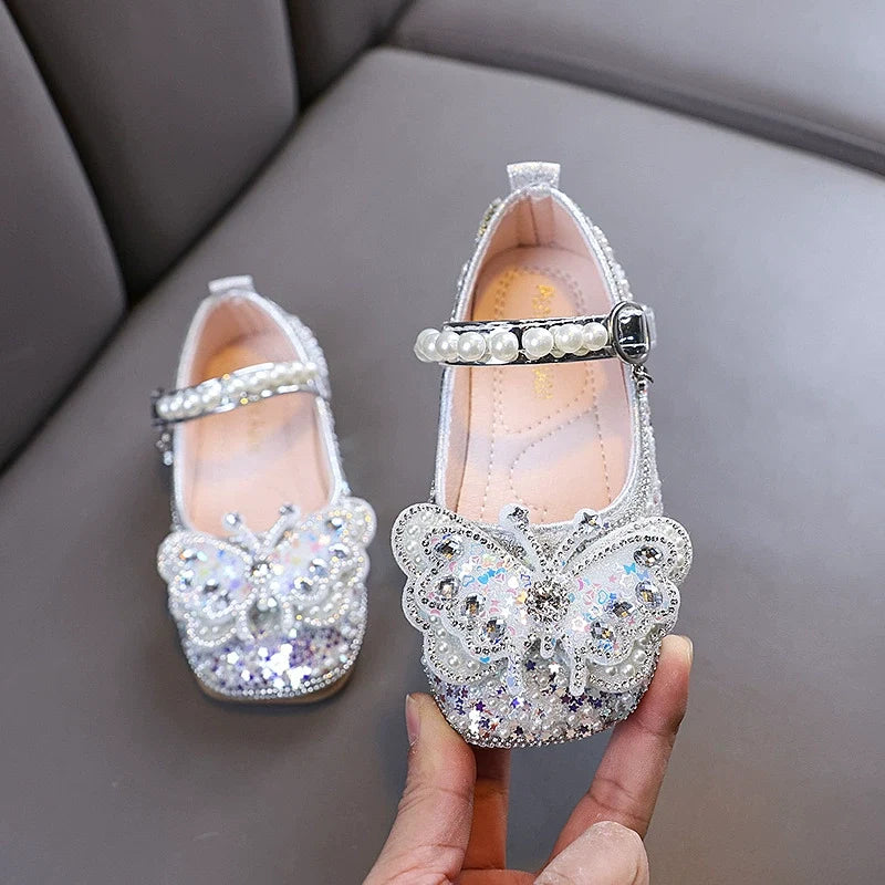 Sapato Infantil Feminino Strass Borboleta