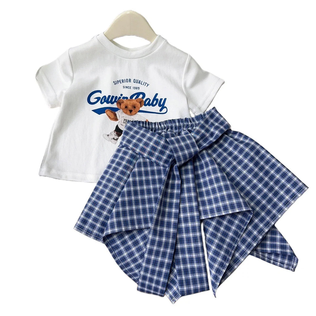Conjunto Infantil Feminino Ursinho e Xadrez