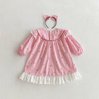 Body/ Vestido Infantil Rosa Cerejinhas