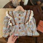 Camisa Infantil Feminina Floral Botões
