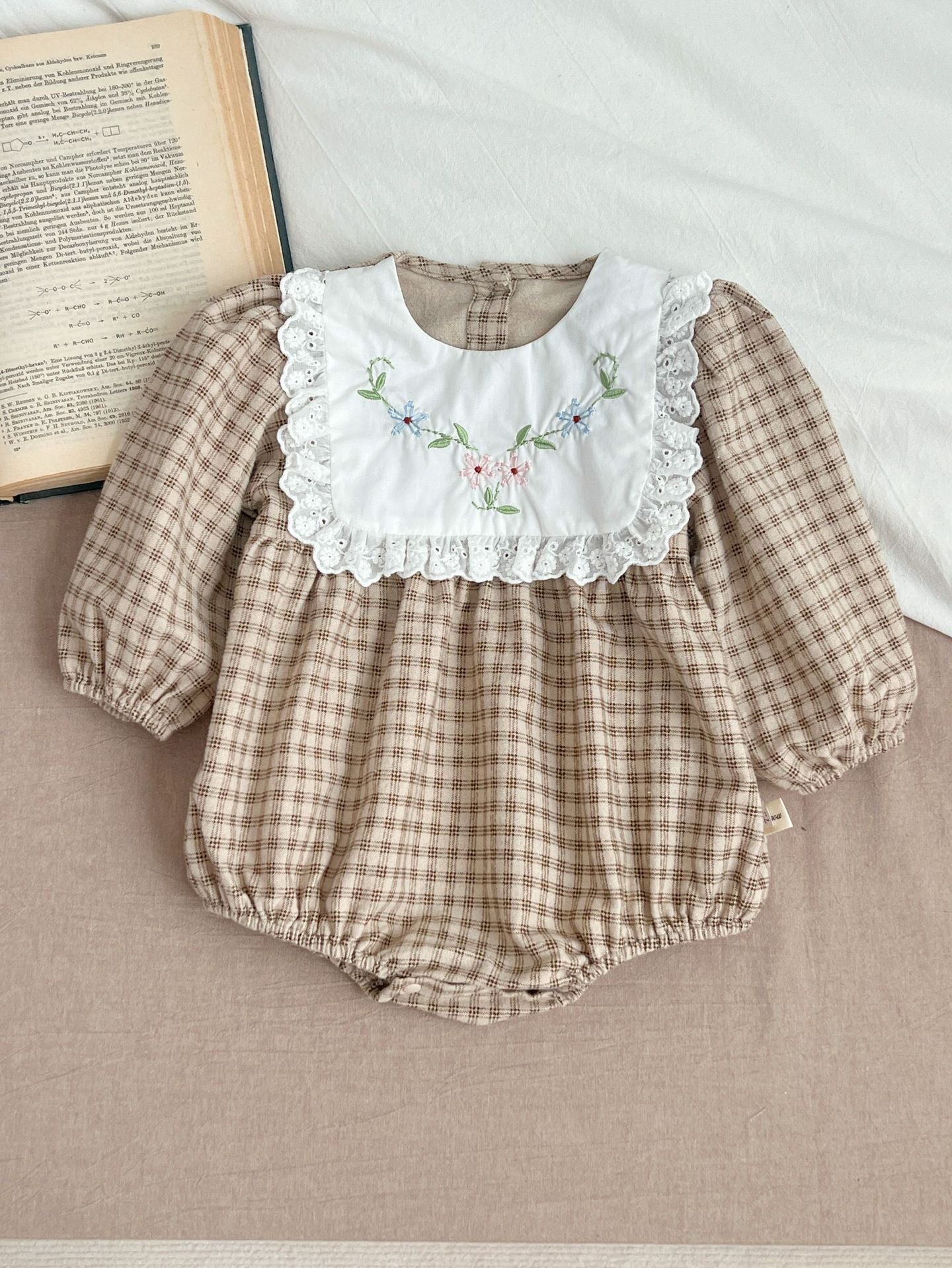 Body Infantil Feminino Xadrez Florzinhas