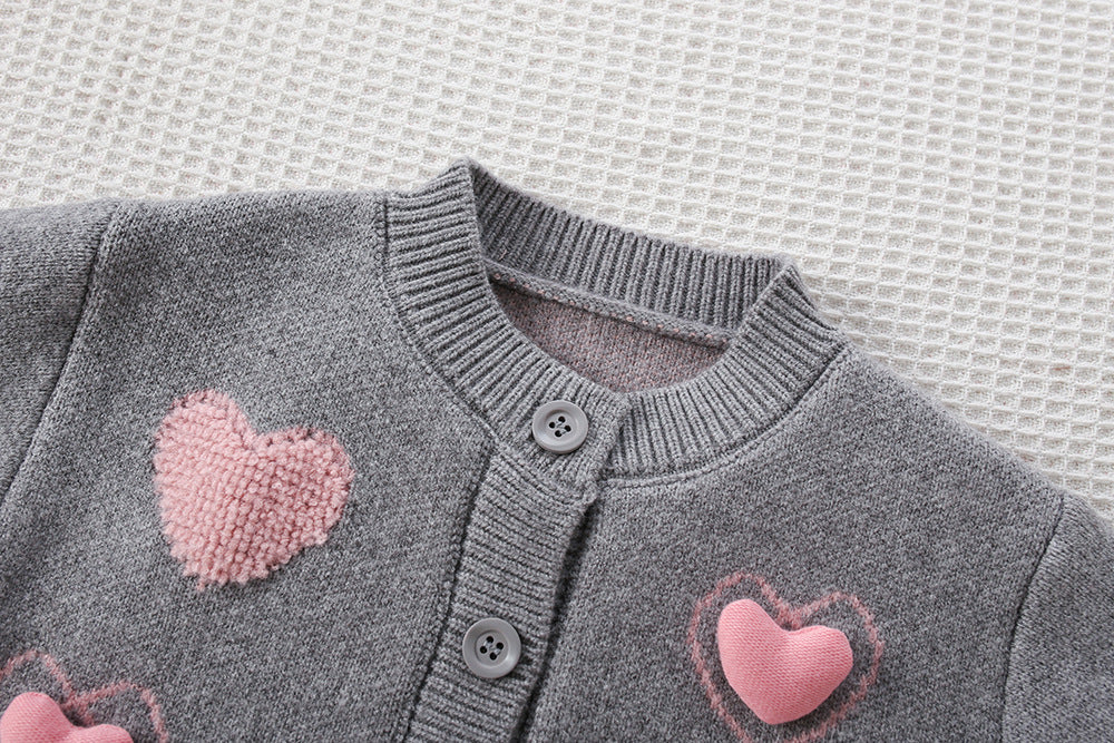 Conjunto Infantil de Tricô Corações
