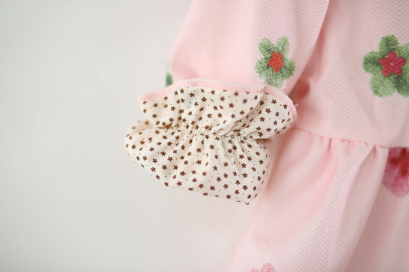 Vestido Infantil Flores Manga Longa