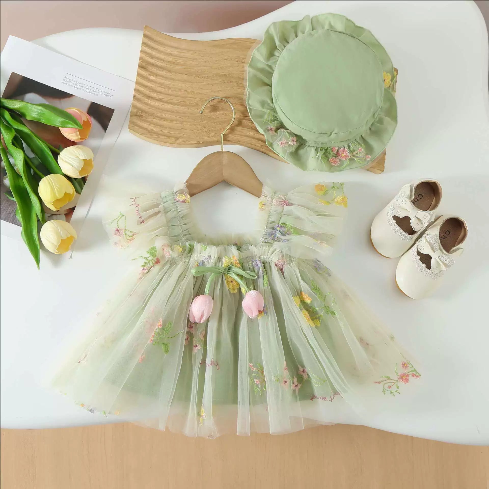 Vestido Infantil Floral Tulipa