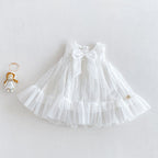 Vestido Infantil Tule Brilhante Lacinho
