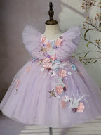 Vestido Infantil de Festa Floral Flamingo