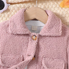 Casaco Infantil Feminino Rosa de Lã