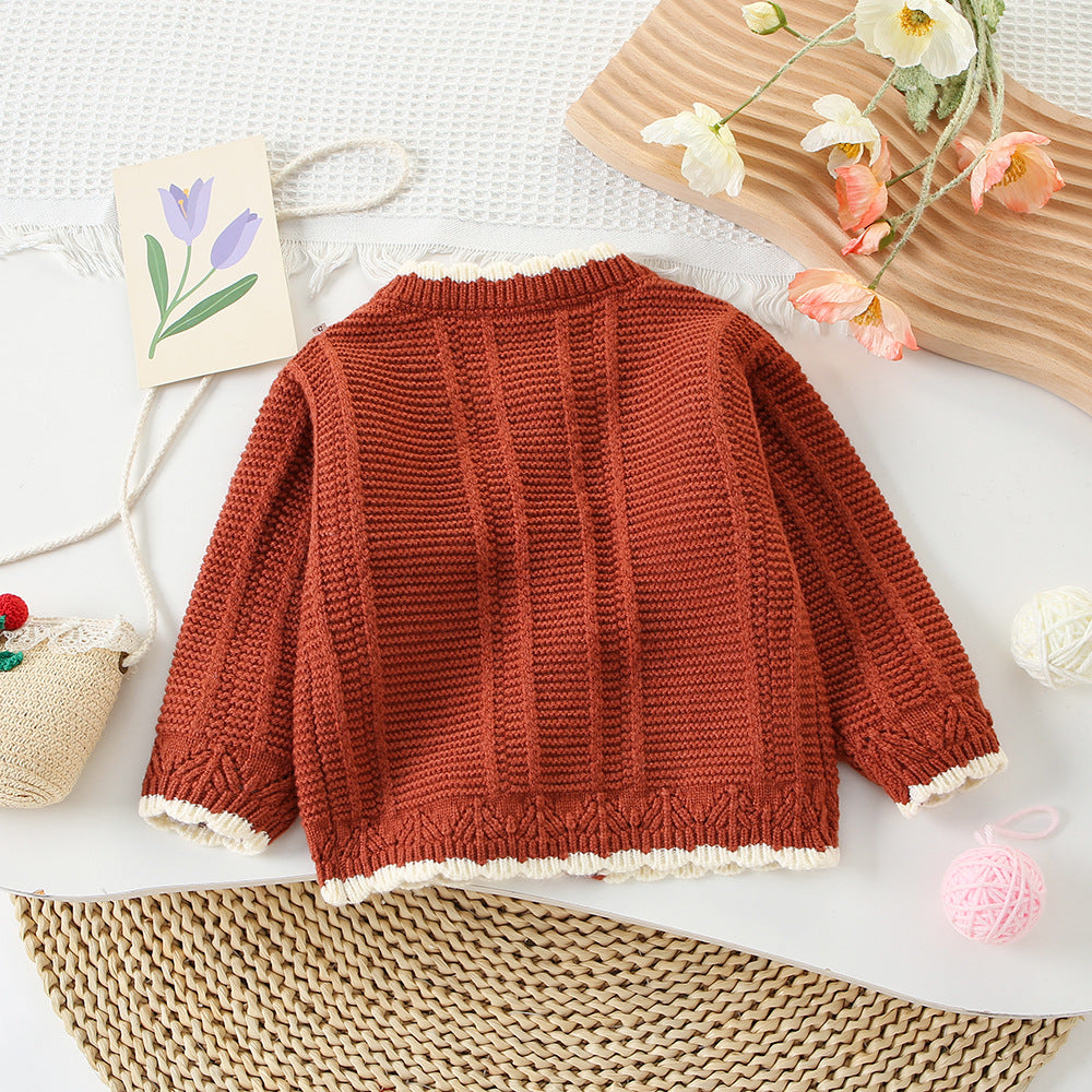 Cardigan Infantil Tricô Florzinhas