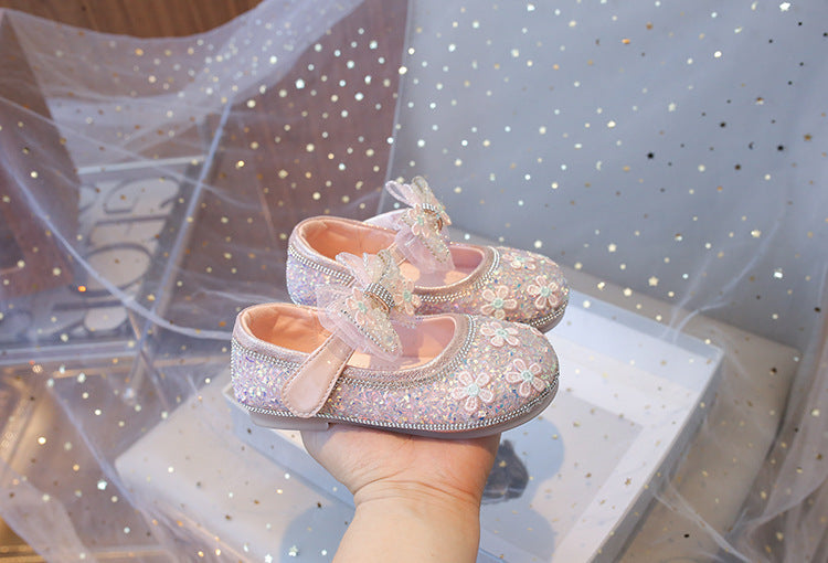 Sapato Infantil Feminino Florzinhas e Brilhos