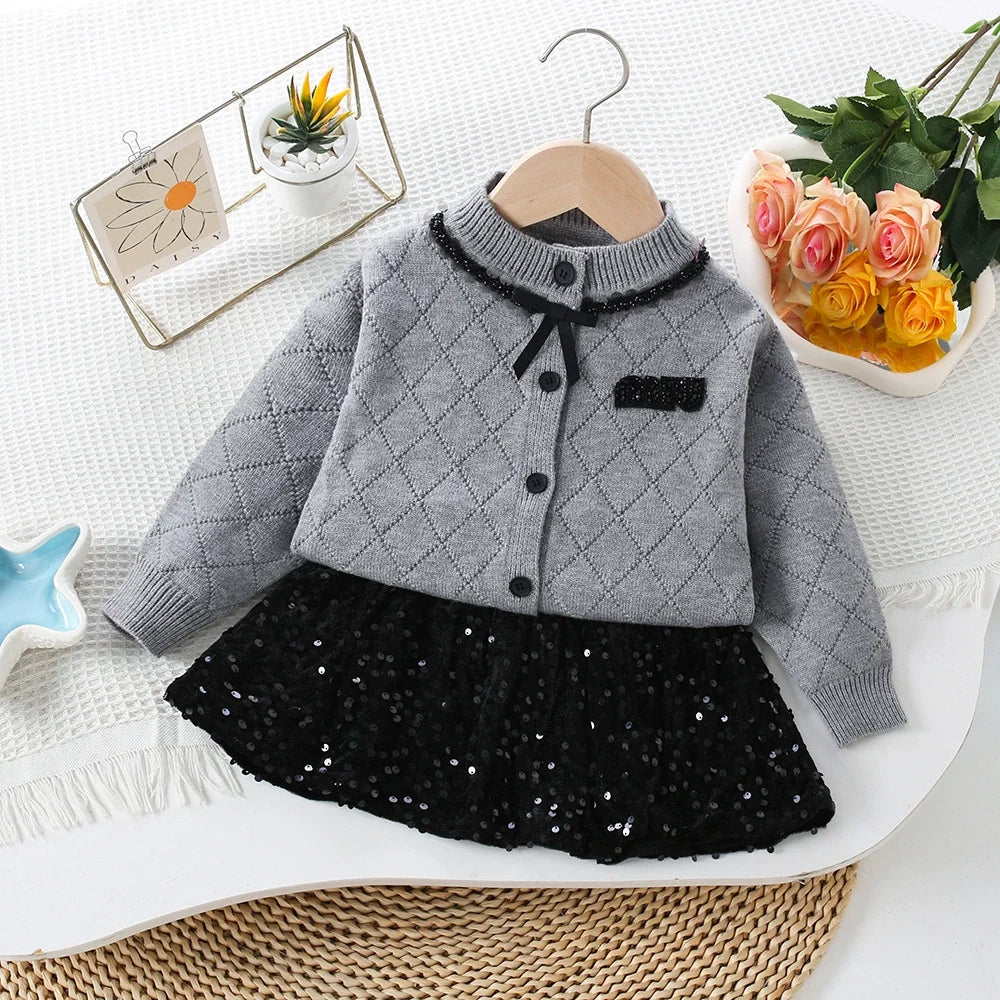 Conjunto Infantil Tricô e Brilhos