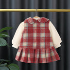 Vestido Infantil  Xadrez + Manga Longa