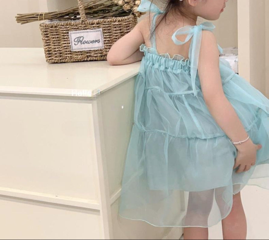 Vestido Infantil Tule Azul