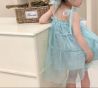 Vestido Infantil Tule Azul