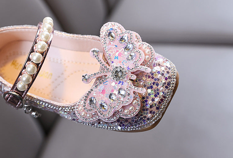 Sapato Infantil Feminino Strass Borboleta