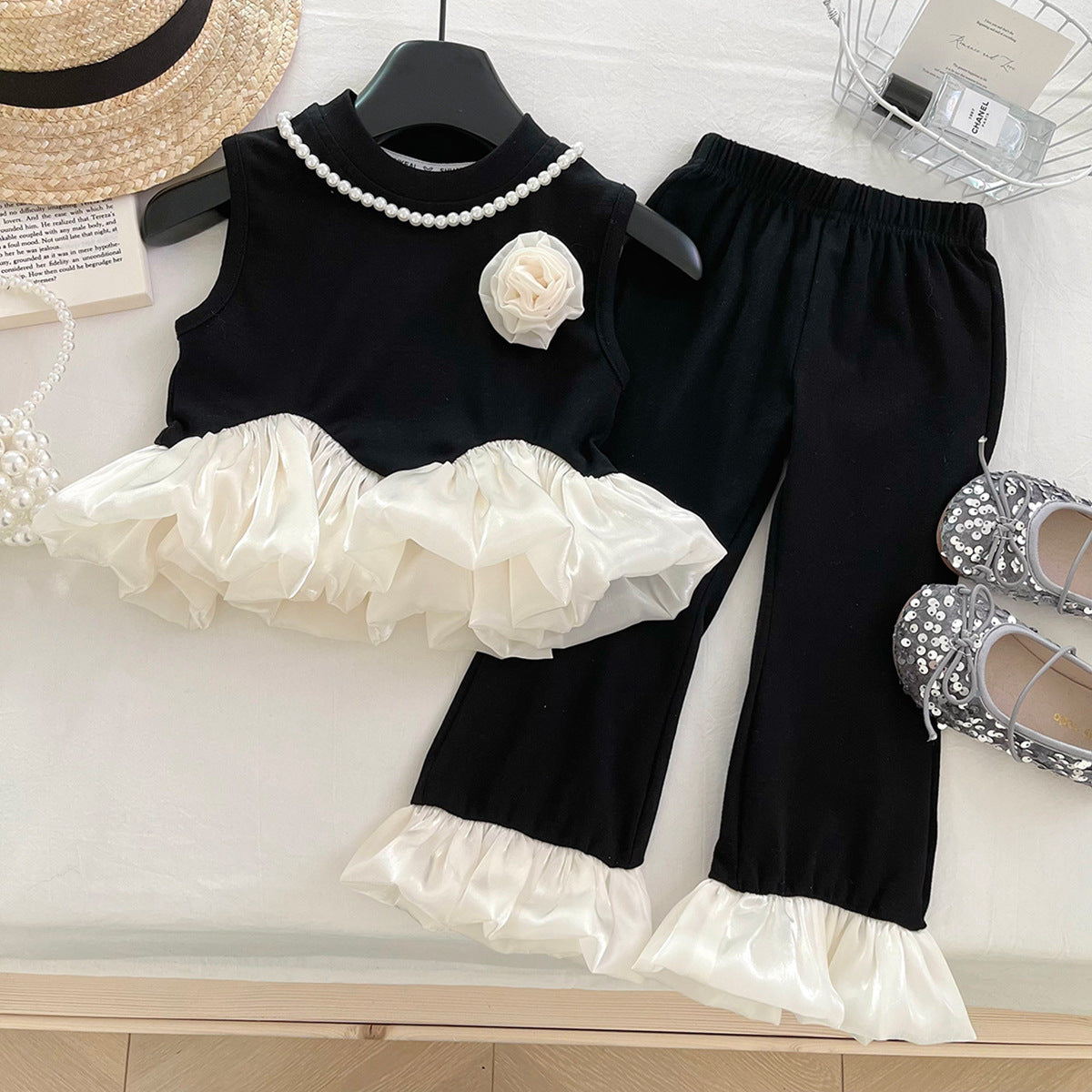 Conjunto Infantil Feminino Preto Florzinha