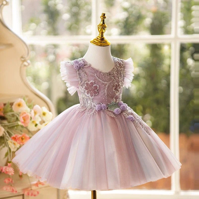 Vestido de Festa Roxo Florzinhas