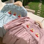 Vestido Infantil Manga Longa Cerejinhas