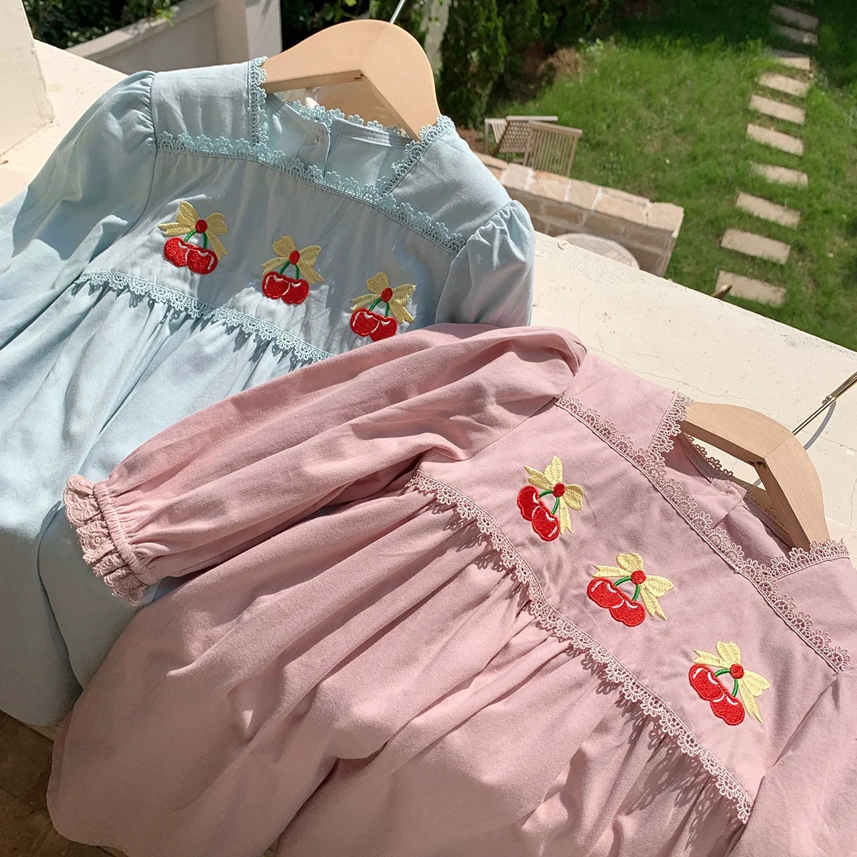Vestido Infantil Manga Longa Cerejinhas