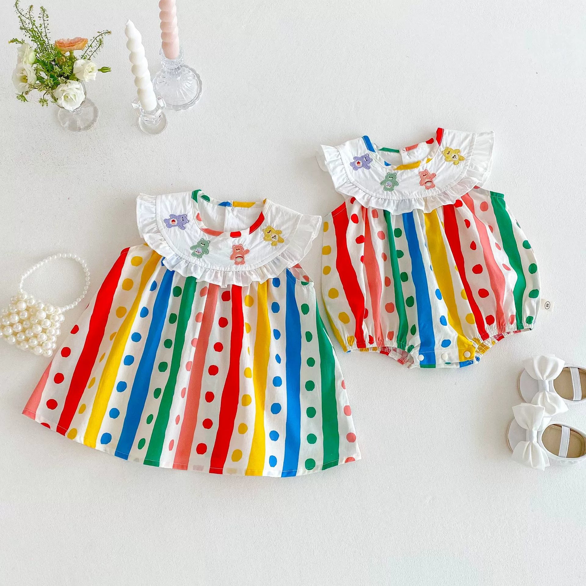 Body/Vestido Infantil Ursinhos Carinhosos