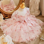 Vestido de Festa  Infantil Floral Lacinho