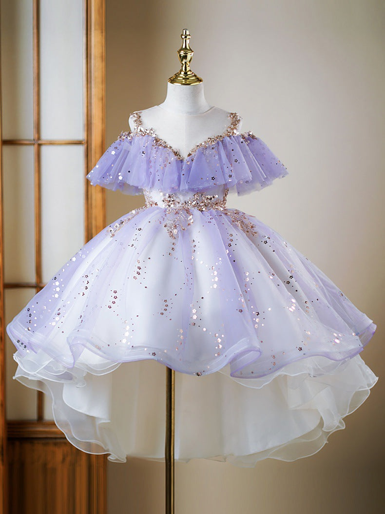 Vestido Infantil de Festa Brilhante Roxo