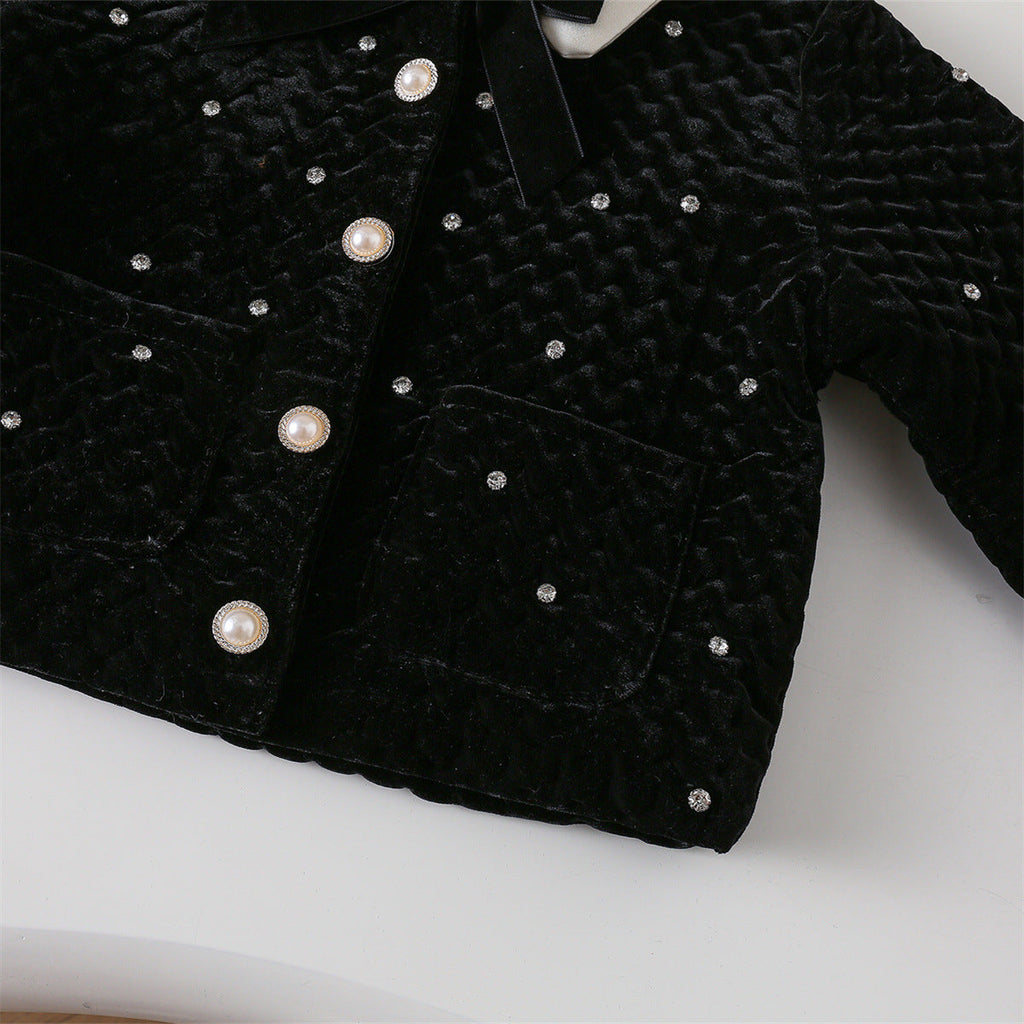 Conjunto Infantil Feminino Preto Pérolas