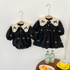 Body/ Vestido Infantil Preto Lacinhos