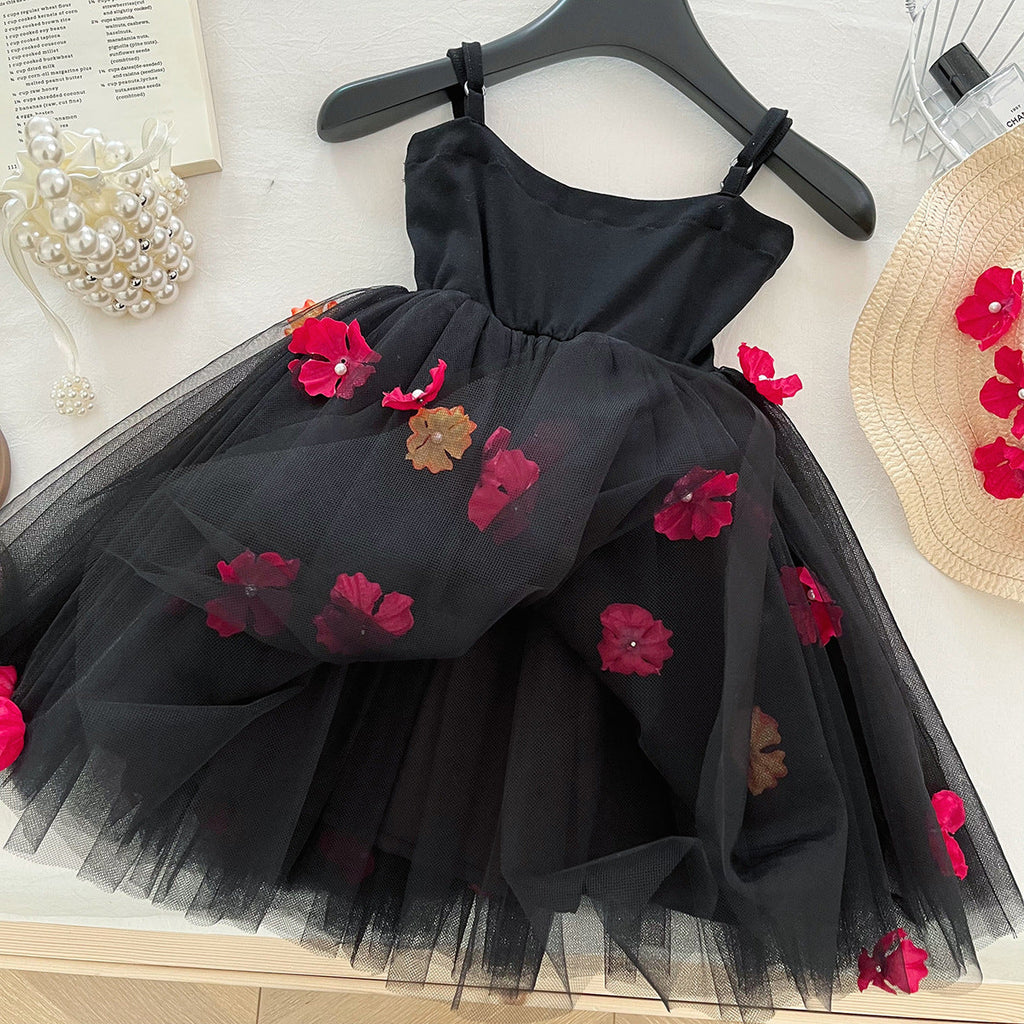 Vestido Infantil Tule com Flores