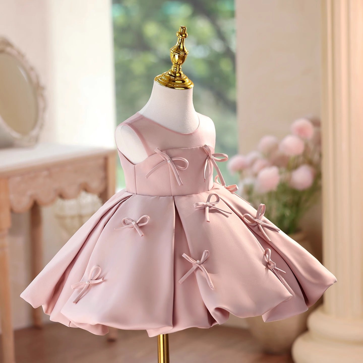 Vestido Infantil Rosa Lacinhos