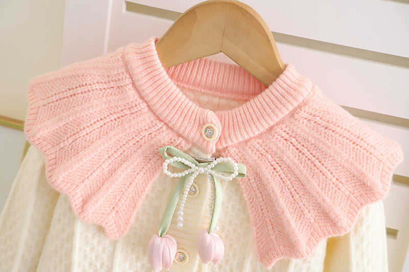 Conjunto Infantil Tricô Laço com Florzinha
