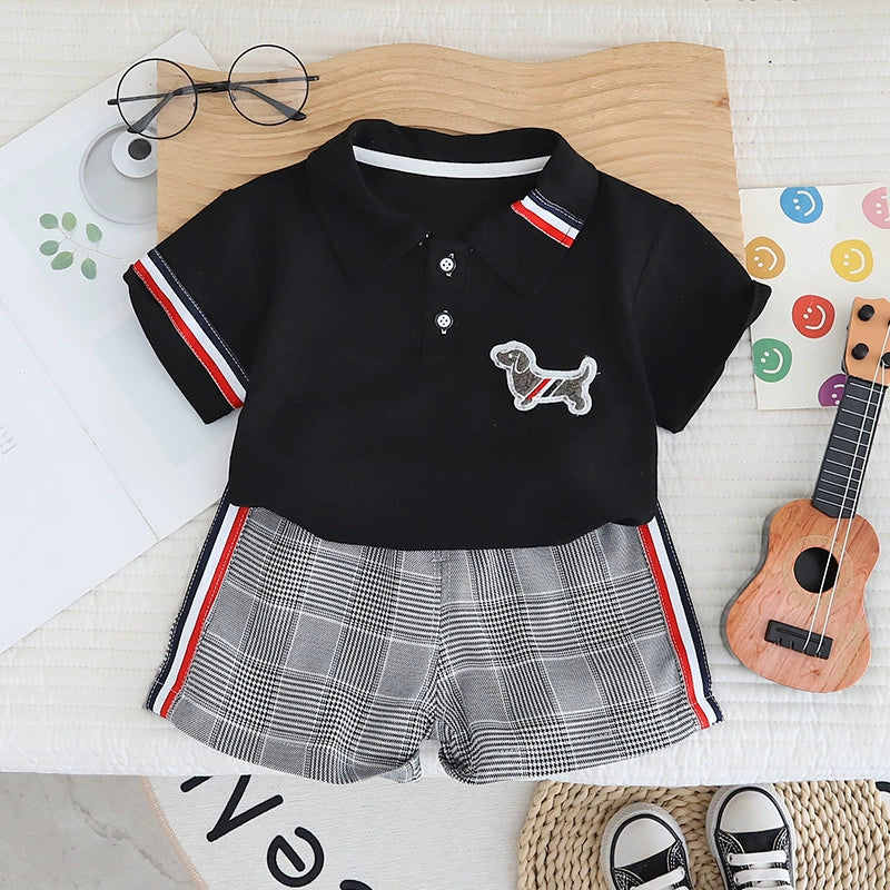 Conjunto Infantil Masculino Polo Cachorrinho
