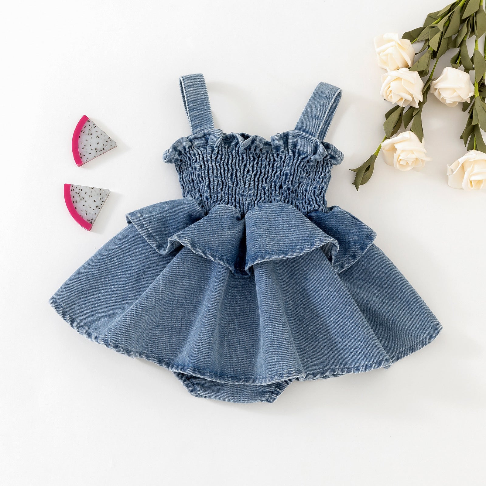 Vestido Infantil Jeans Moranguinho