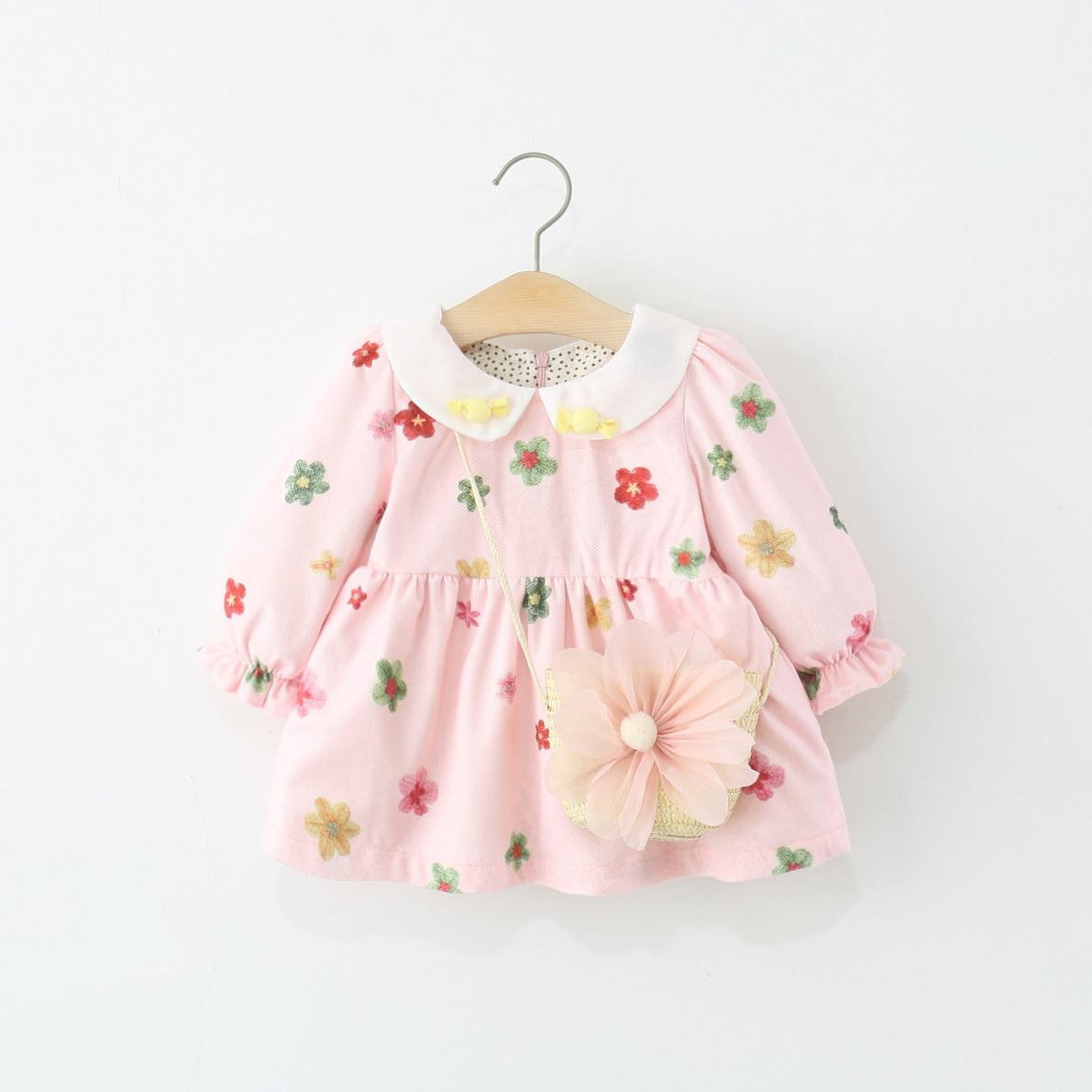 Vestido Infantil Flores Manga Longa