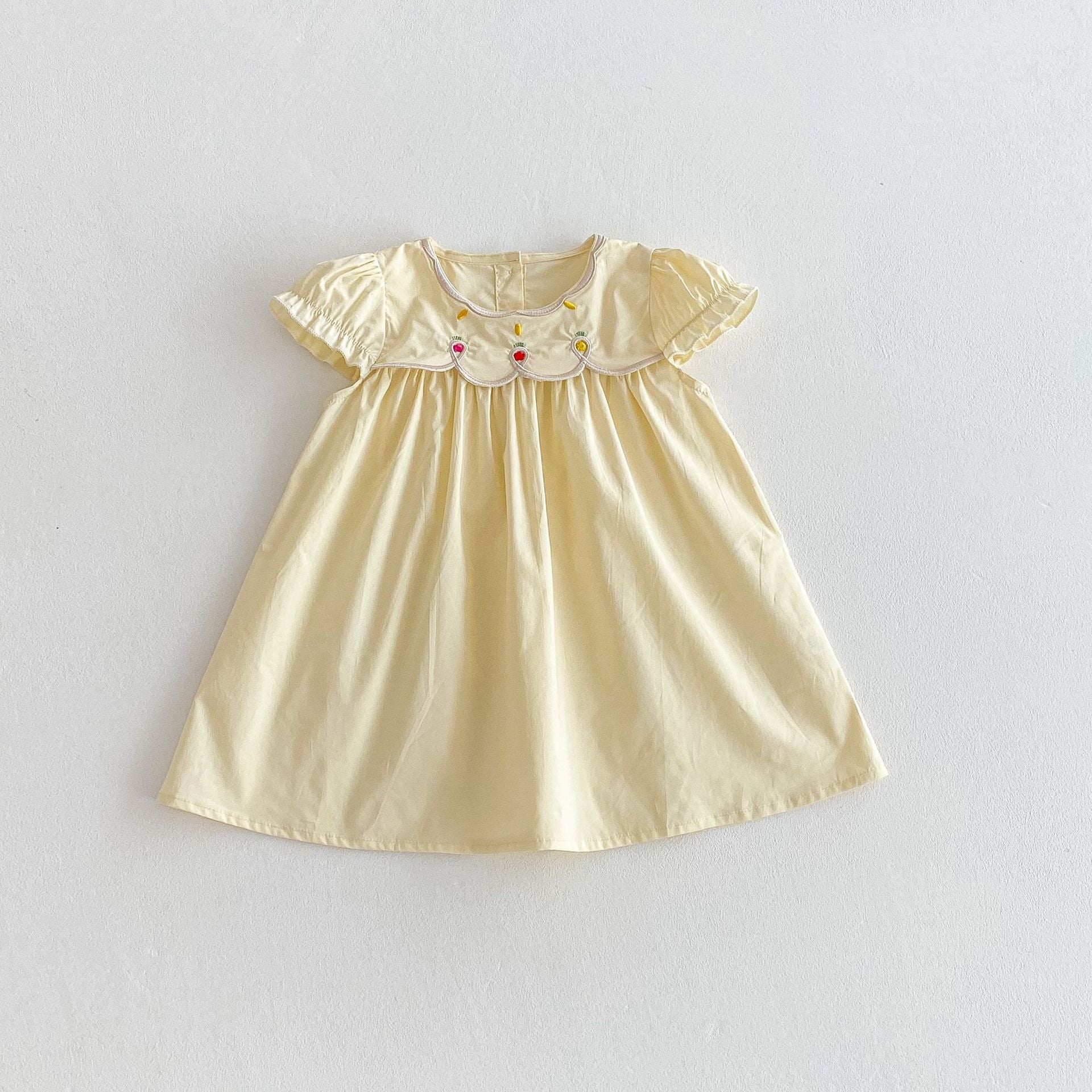 Vestido Infantil Florzinhas e Manga Babadinhos