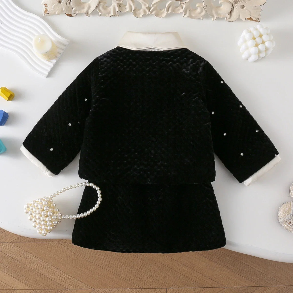 Conjunto Infantil Feminino Preto Pérolas