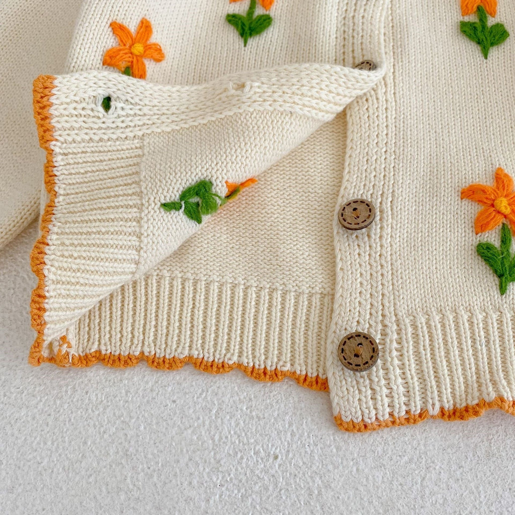 Casaco Infantil Tricô Florzinhas