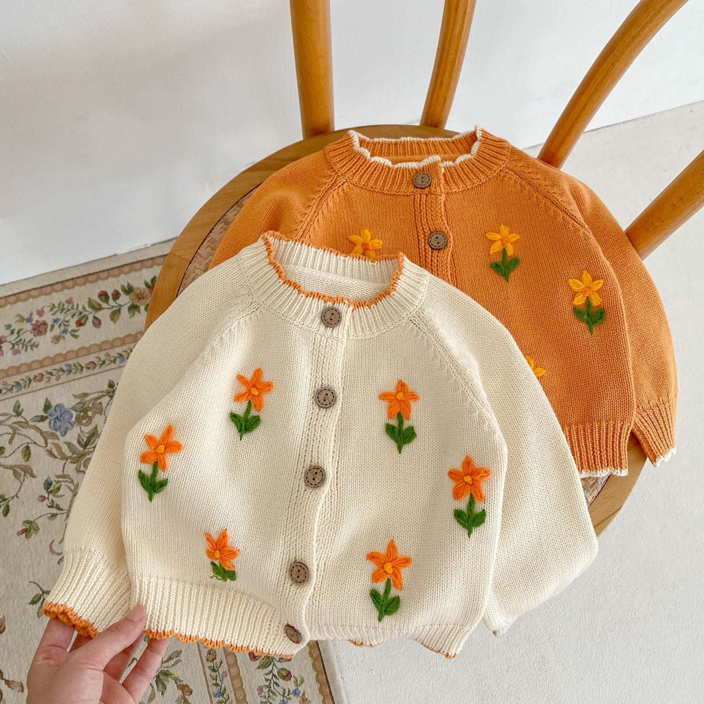 Casaco Infantil Tricô Florzinhas