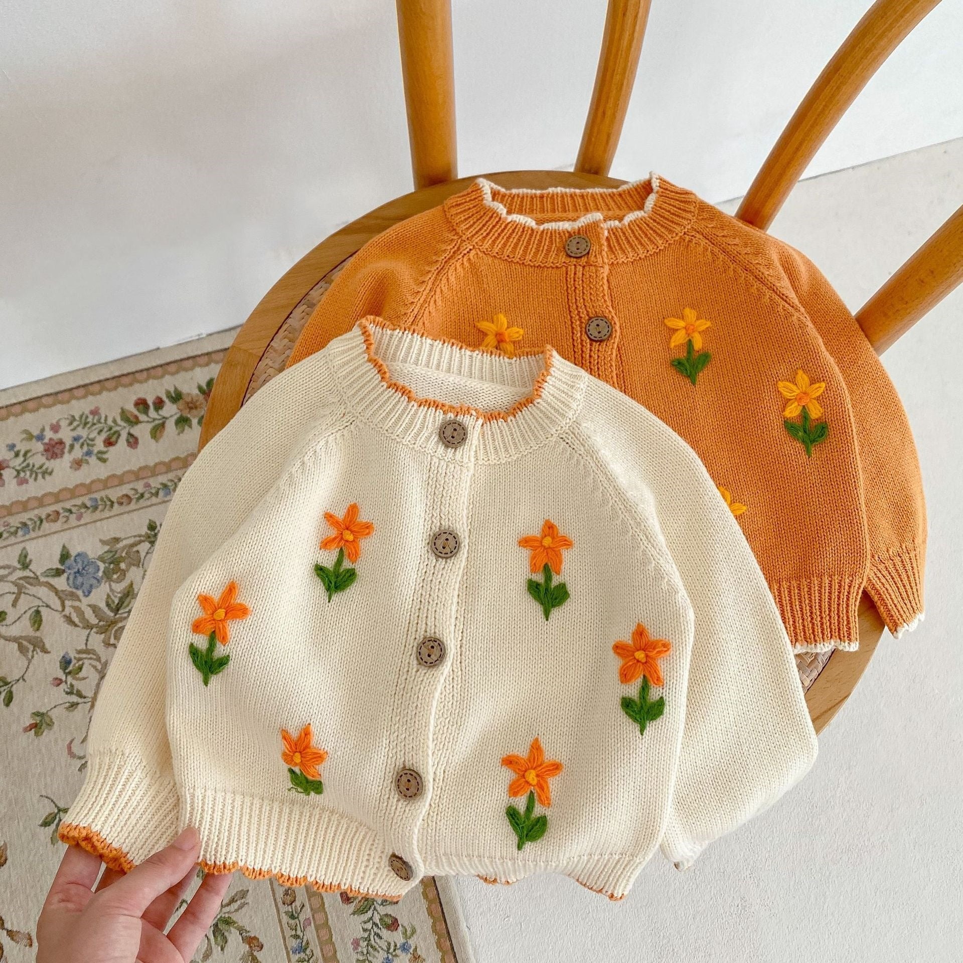 Casaco Infantil Tricô Florzinhas