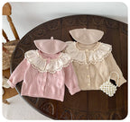 Casaco Infantil Tricô Gola Rendinha