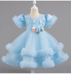 Vestido Infantil Tule Bufante com Florzinhas