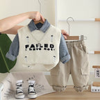 Conjunto Infantil 3 Peças Colete e Jeans