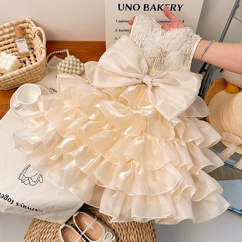Vestido Infantil De Festa Glamour Lacinho