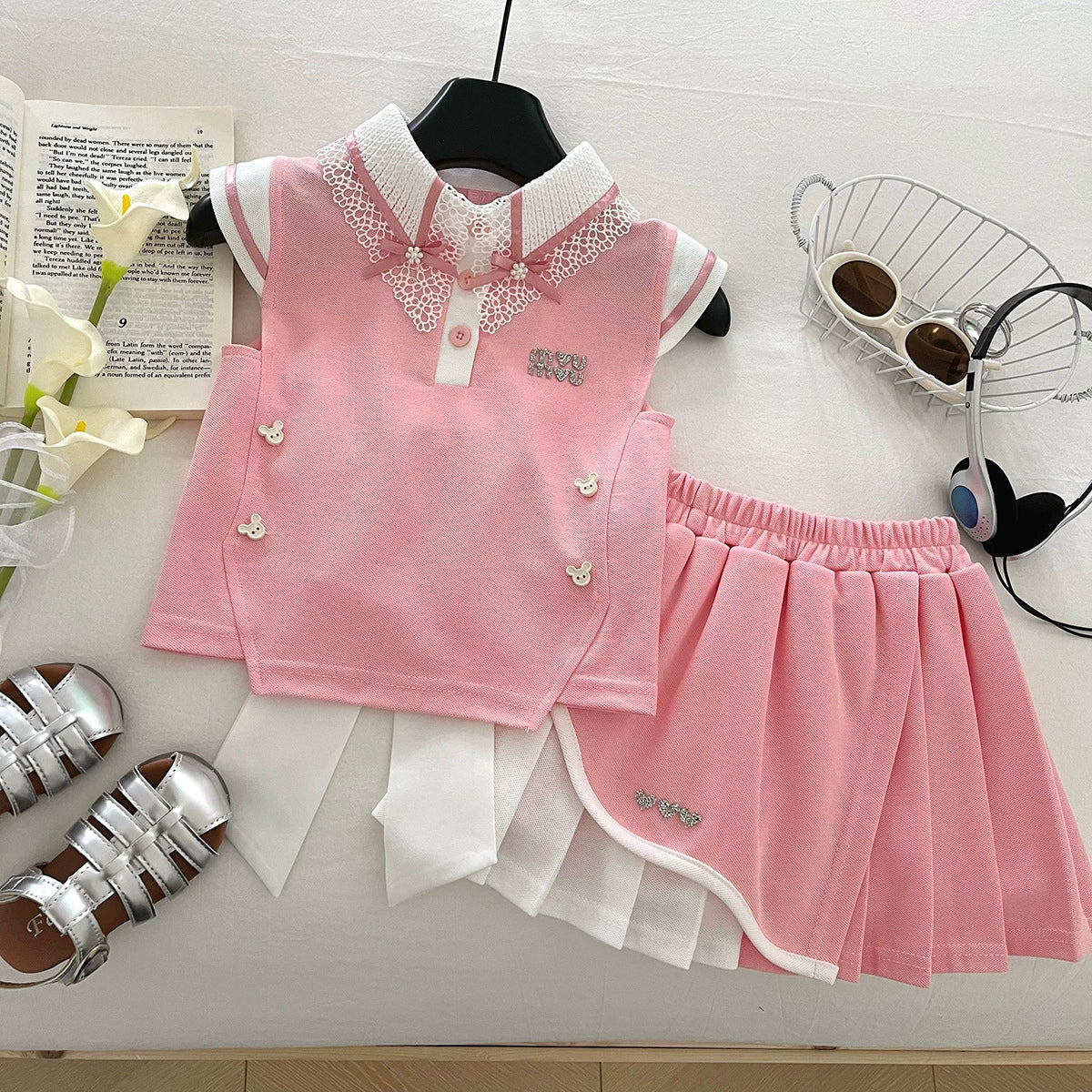 Conjunto Infantil Feminino Gola Lacinho