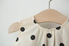Vestido Infantil Preto Poá com Chapéu