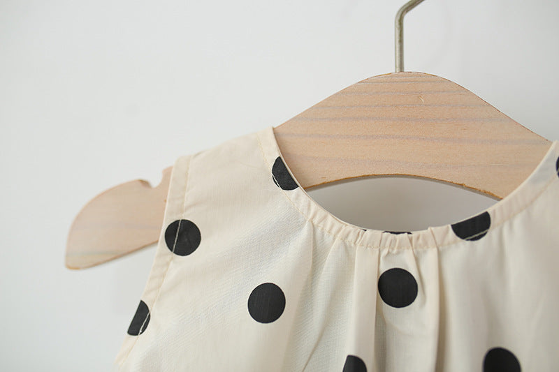 Vestido Infantil Preto Poá com Chapéu