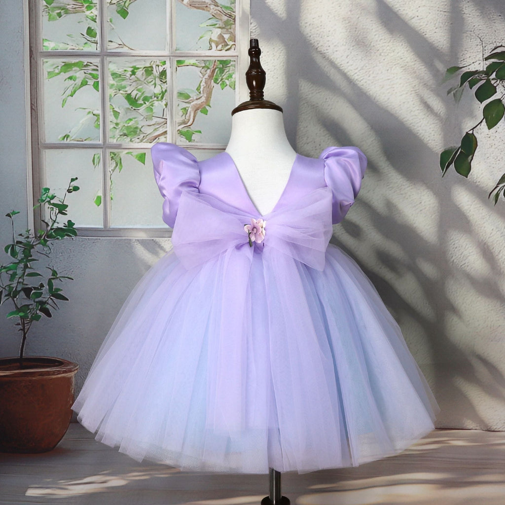 Vestido de Festa Infantil Roxo Flores