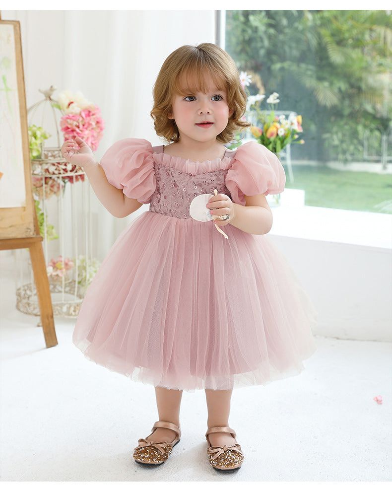 Vestido Infantil De Festa Lantejoulas e Tule