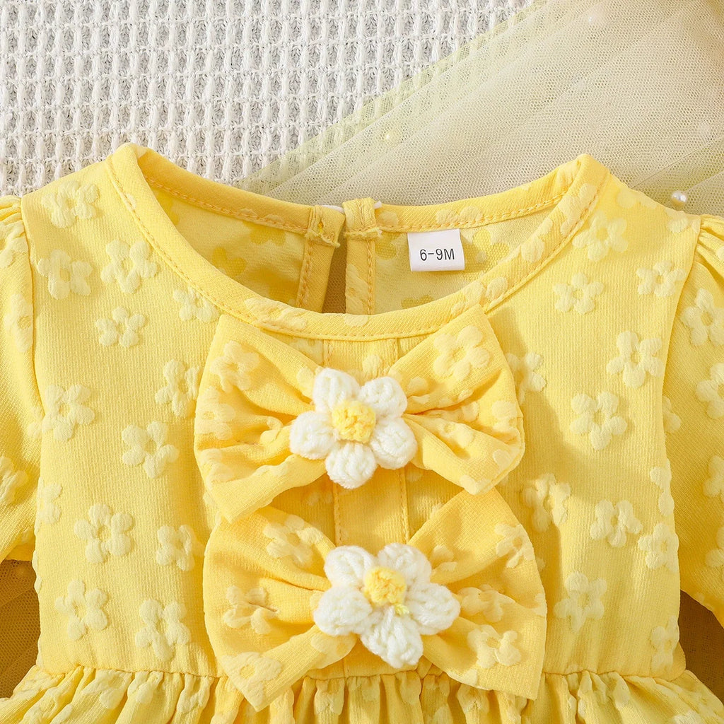 Vestido Infantil Amarelo Florzinhas